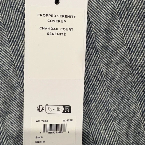 Alo Cropped Serenity Coverup | color: black | size: M - Picture 6 of 8